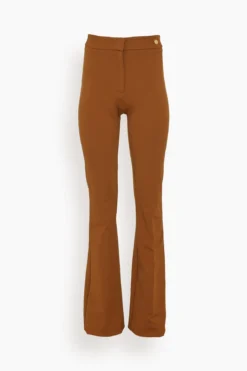 Danae Stretch High Waisted Fit And Flare Trouser In Caramel Brown