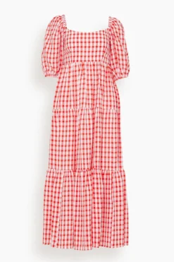 Gianna Tie Back Maxi Dress In Red Gingham
