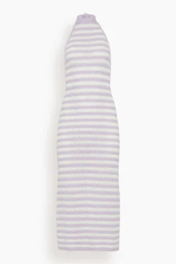 Atlanta Halter Knit Dress In Lilac Stripe