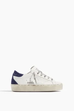 Golden Goose Hi Star Leather Sneaker In White/Dark Blue