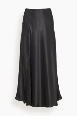 Midi Skirt With High Slit In Black