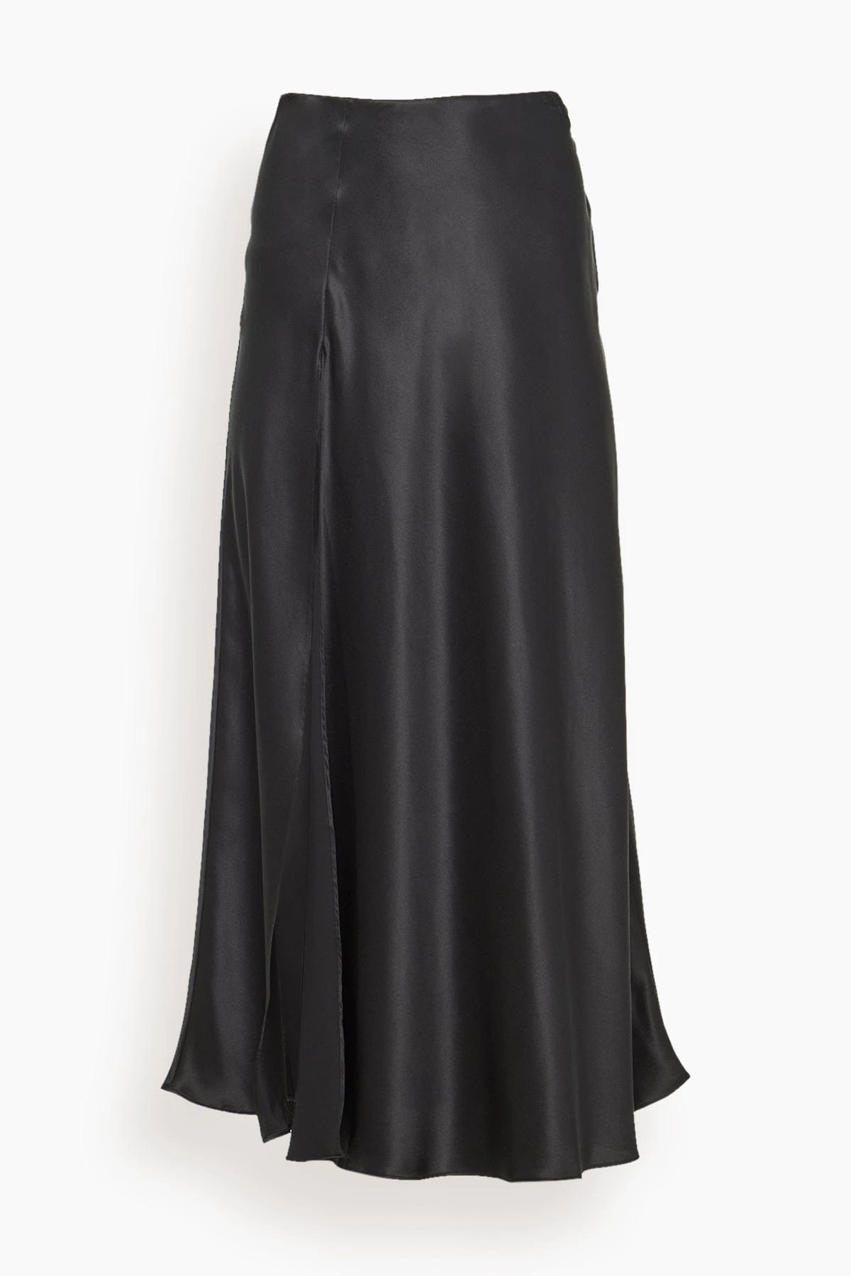 Midi Skirt With High Slit In Black