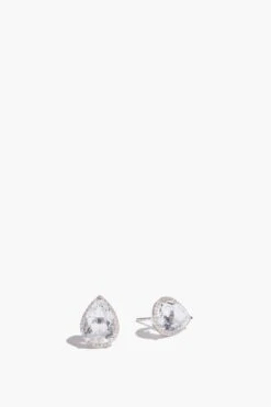 Pear Topaz Diamond Stud Earring In 18k White Gold