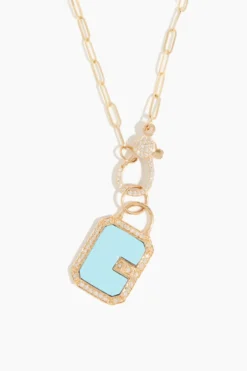 Lock Pendant In Turquoise And Diamond