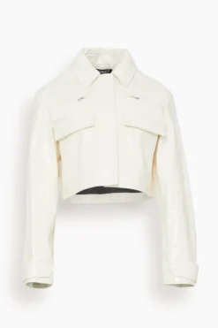 Boxy Heavy Leather Jacket In White