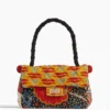 One Of A Kind Bonbon Embroidery Bag In Black Strap/Mustard Flap