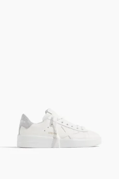 Golden Goose Pure Star Sneaker In White/Silver
