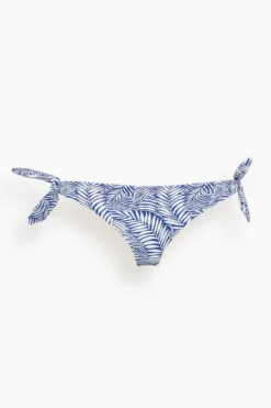 Palm Leaf Side Tie Bikini Bottom In Royal Blue