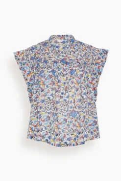 Leaza Top In White/Blue