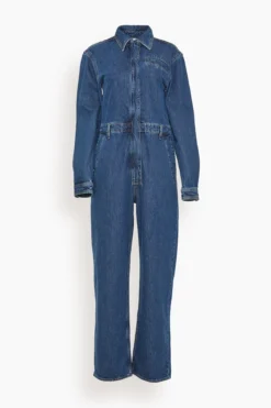 Panay Denim Jumpsuit In Washed Blue