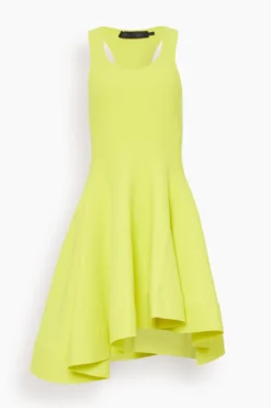 PROENZA SCHOULER Matte Viscose Knit Ruffle Dress In Citron