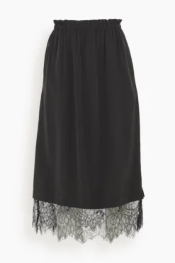 SEA Lorraine Lace Combo Slip Skirt In Black