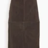 Toteme Paneled Suede Skirt In Chocolate