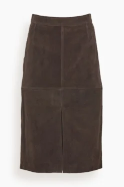 Toteme Paneled Suede Skirt In Chocolate