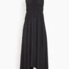 Drapey Suiting Ruched Dress In Black