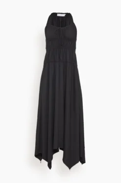 Drapey Suiting Ruched Dress In Black