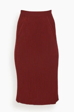 Knit Pleat Stitch Skirt In Mahogany