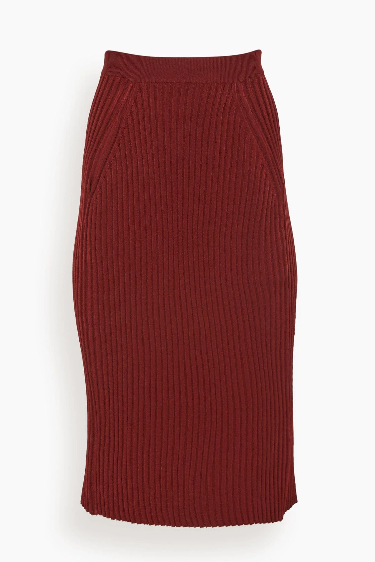Knit Pleat Stitch Skirt In Mahogany
