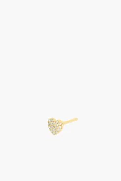 Baby Single Diamond Heart Stud Earring In Yellow Gold