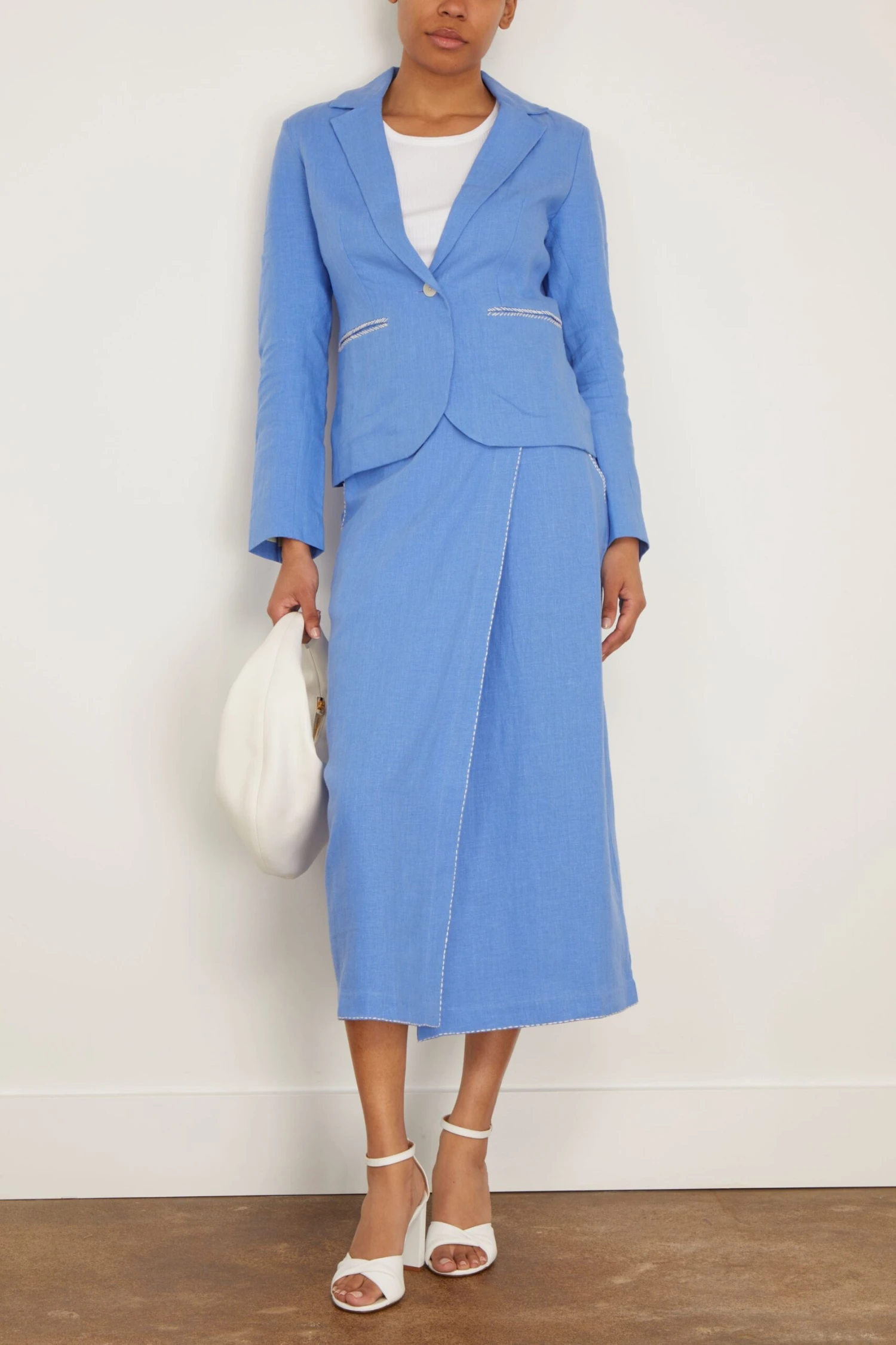 Hand Embroidered Jacket In Blue Azur - Image 2