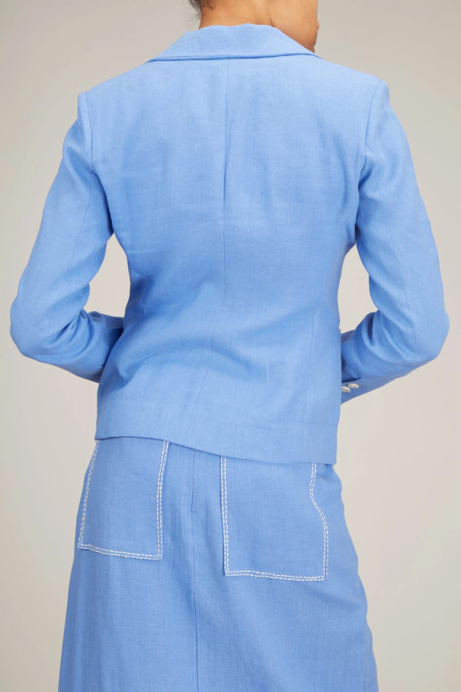 Hand Embroidered Jacket In Blue Azur - Image 4