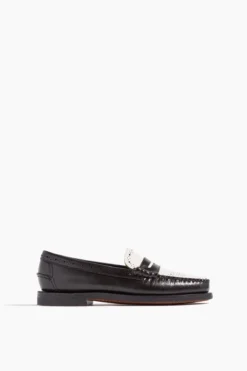Sebago Dan Perforated Loafer In Black/White