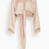Kimono Sleeve Wrap Top In Dusty Rose