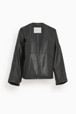 FORTE_FORTE Nappa Leather Kimono Jacket In Noir