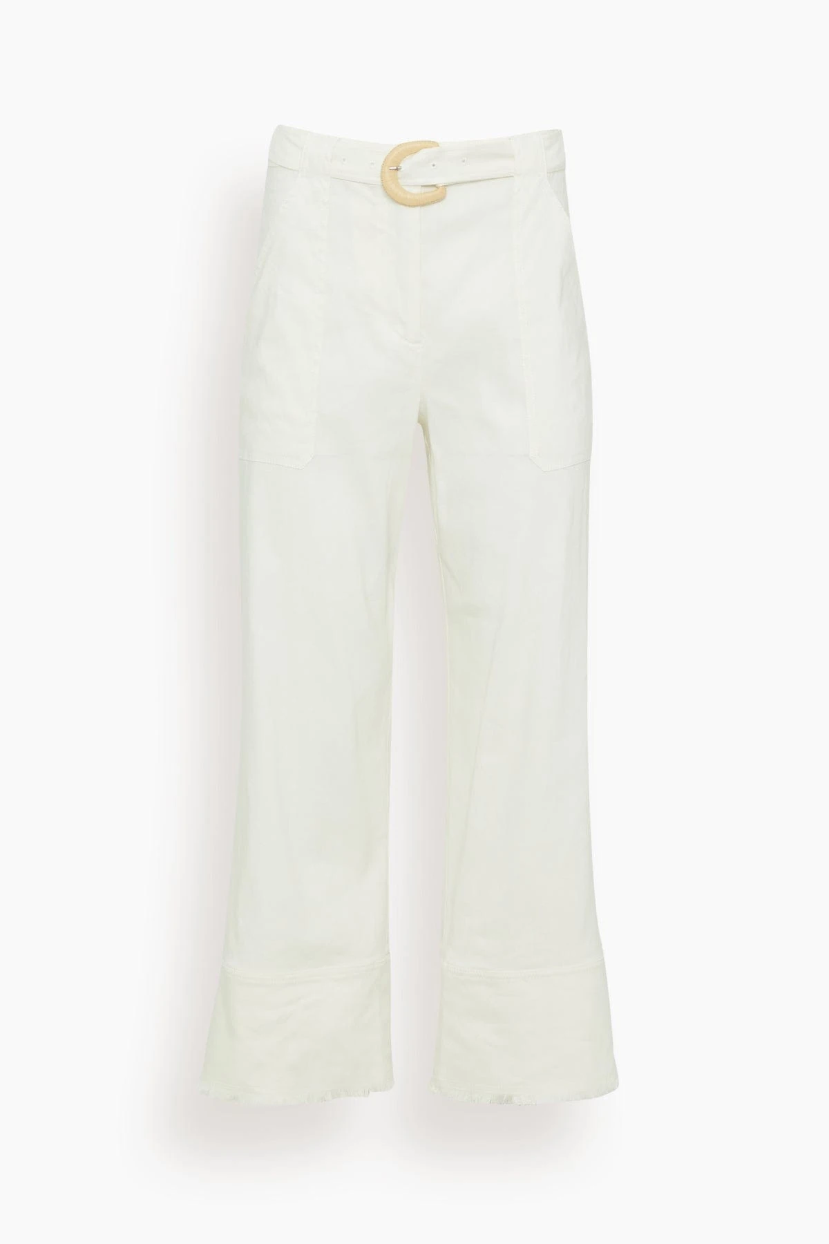 Summer Staples Belted Crop Wide Leg Pant In White