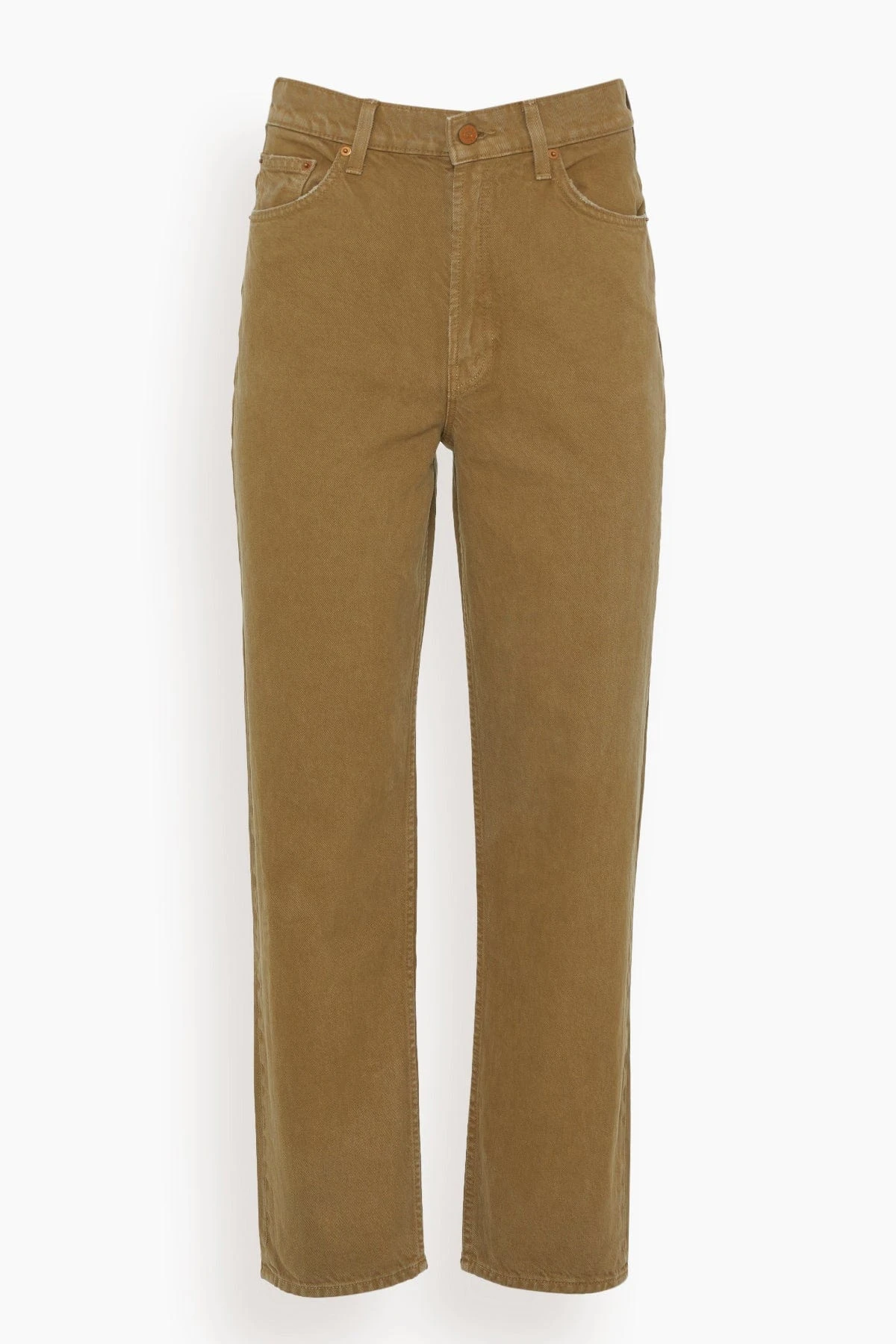 MOTHER High Waisted Double Stack Ankle Jean In Army Green