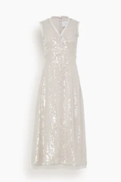 Erdem Denise Sleeveless Ankle Length V-Neck Dress In Ice Pink