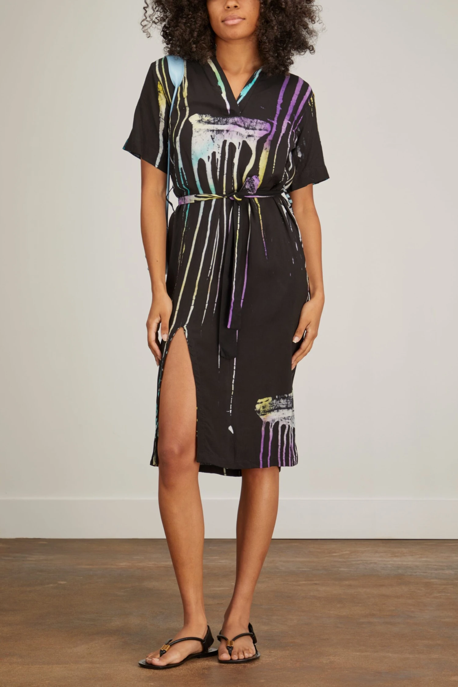 Anike Shift Dress In Yellow/Teal/Navy - Image 2