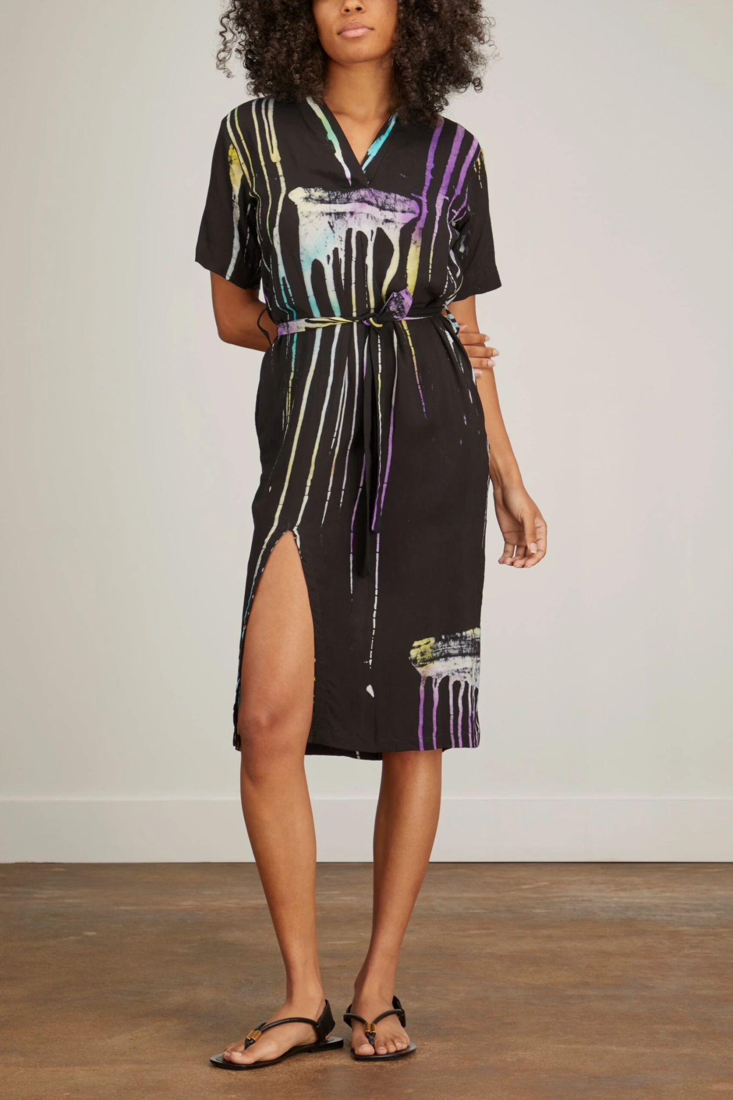 Anike Shift Dress In Yellow/Teal/Navy - Image 3