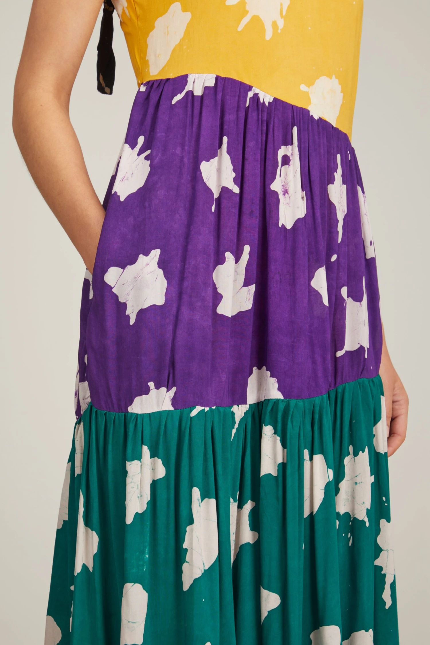 Yemisi Tiered Halter Neck Dress In Yellow/Purple/Green/Red - Image 5