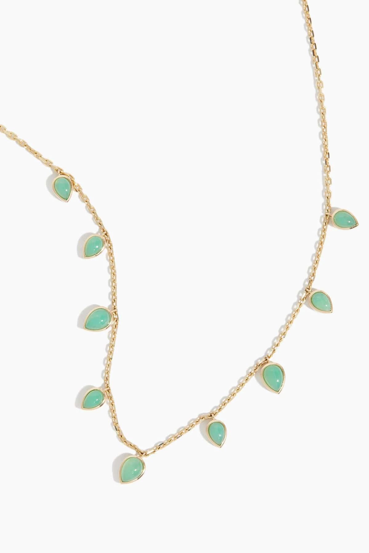 Teardrop Necklace In Chrysoprase And Gold