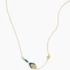 Tennis Pelota Enamel Necklace In Deep Green And Coconut White