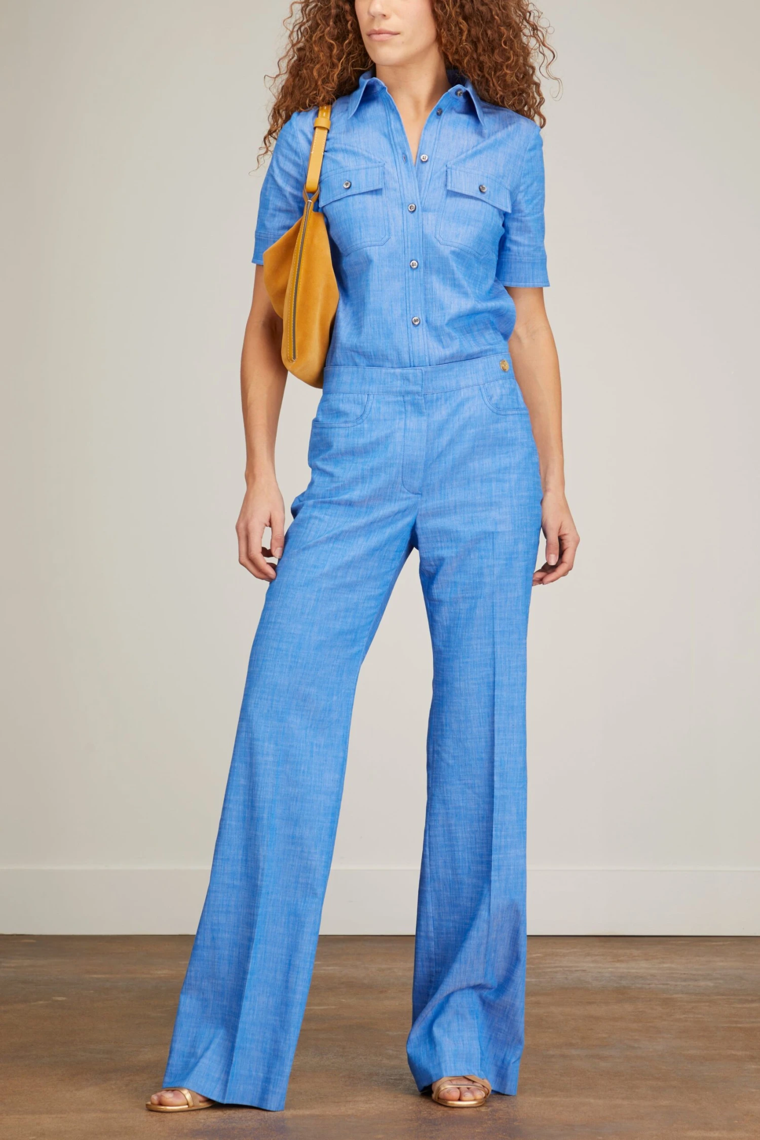 Vesper Stretch Denim Poplin Shirt In Bright Indigo - Image 2