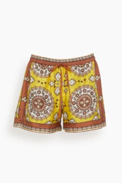 NILI LOTAN Frances Silk Short In Scarf Print Yellow