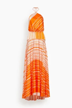 Agnese Dress In Orange Pink Stripes