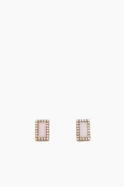 Pink Onyx And Pave Diamond Rectangle Earrings In Rose Gold