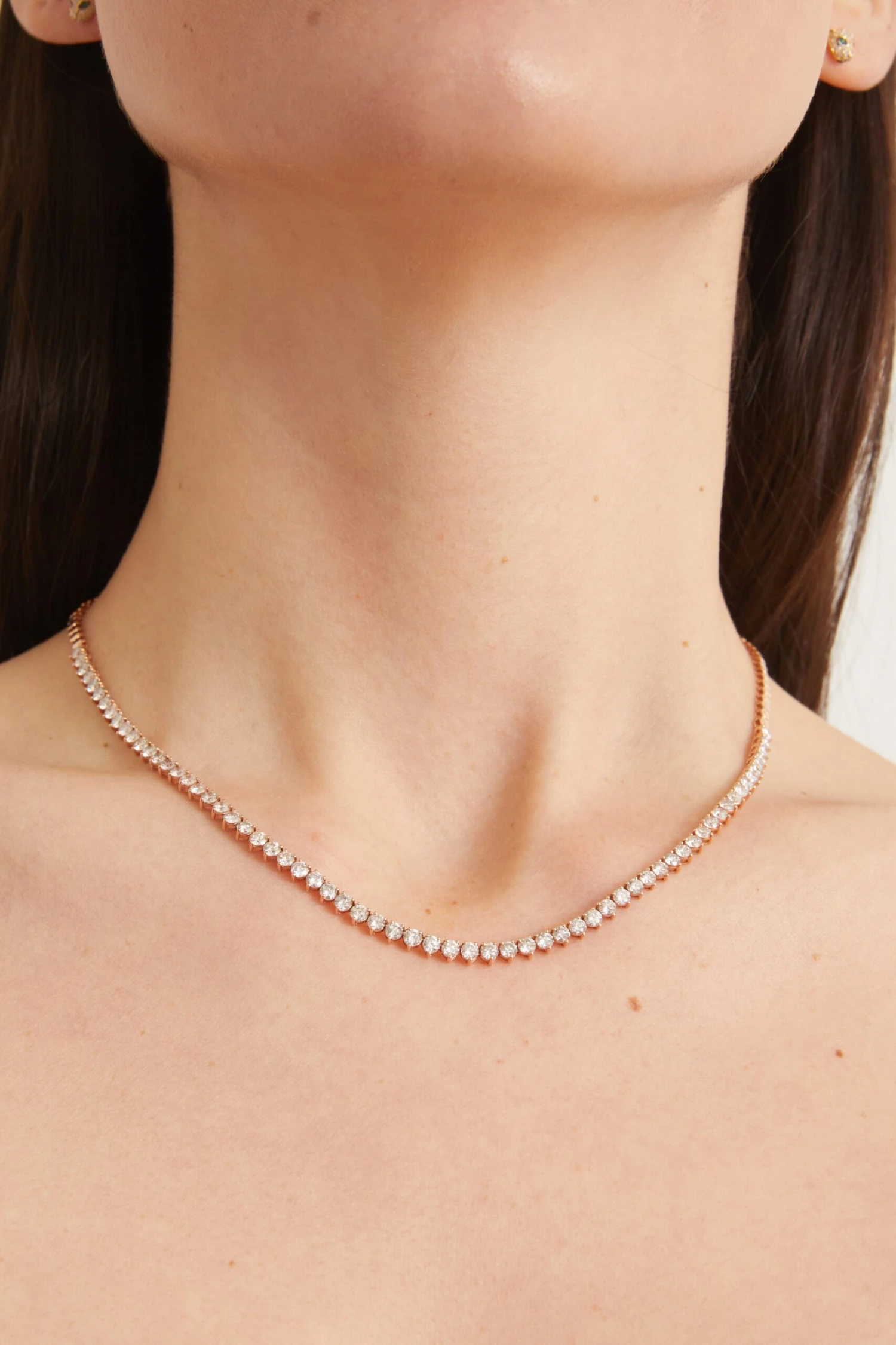 Diamond Tennis Necklace In 14K Rose Gold - Image 2