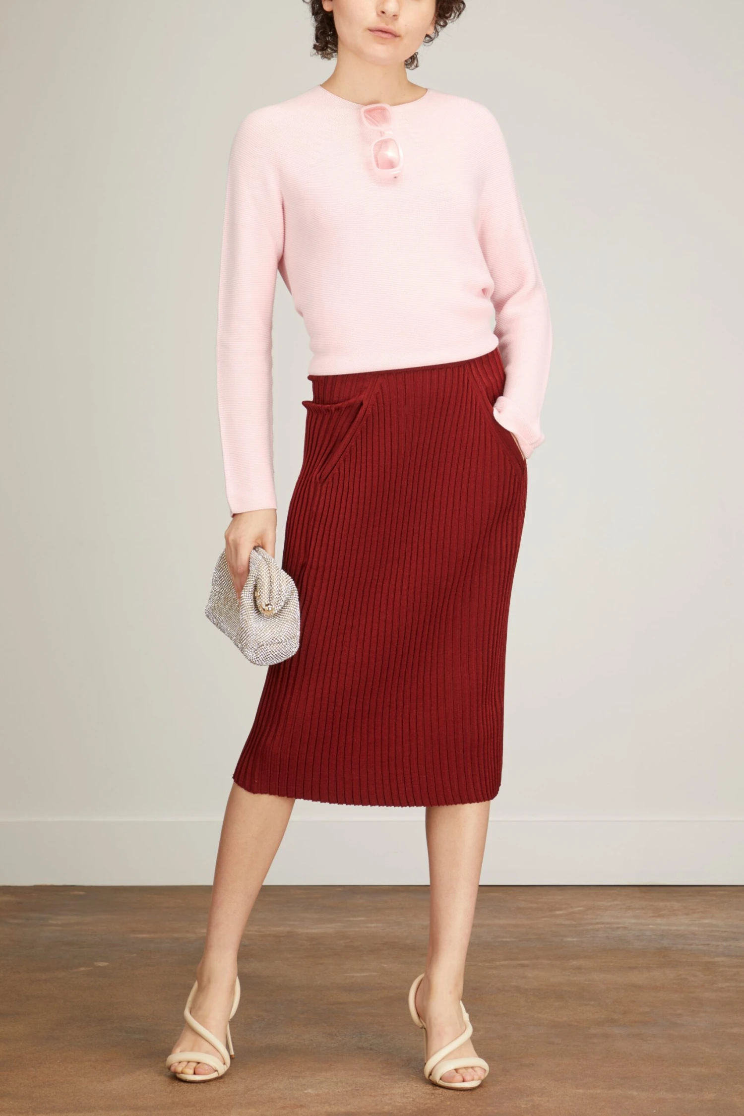 Knit Pleat Stitch Skirt In Mahogany - Image 2