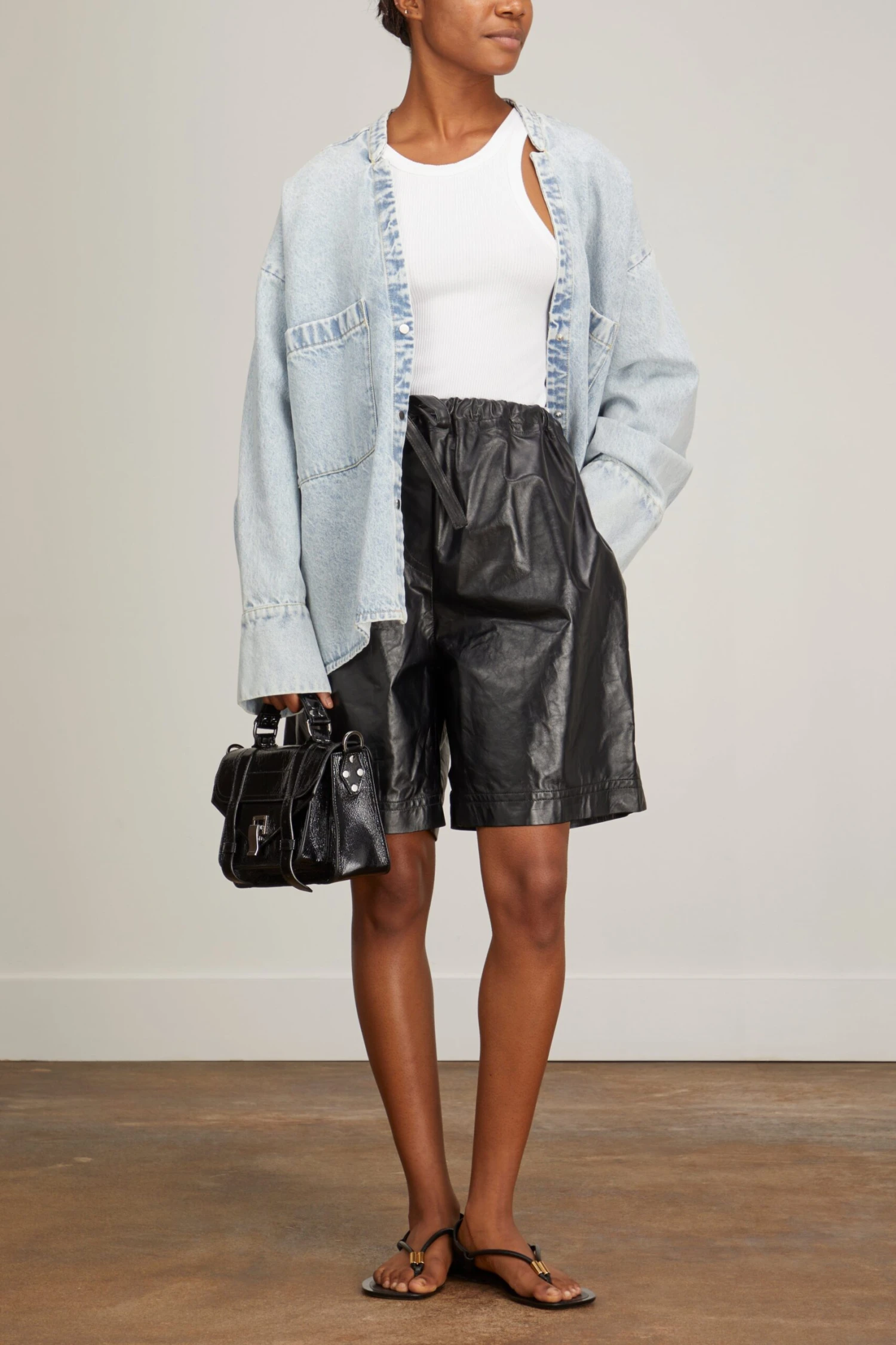 Prasa Short In Black Leather - Image 2