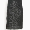 Notte Sequined Straight Pleated Skirt In Black