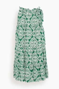 Medallion Maxi Skirt In Deep Green