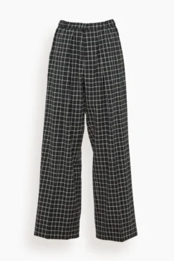 Trouser In Cream Check Black Base