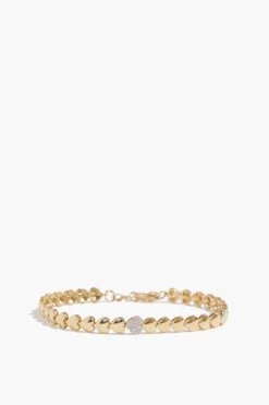 Pave Hearted Bracelet In 14k Yellow Gold