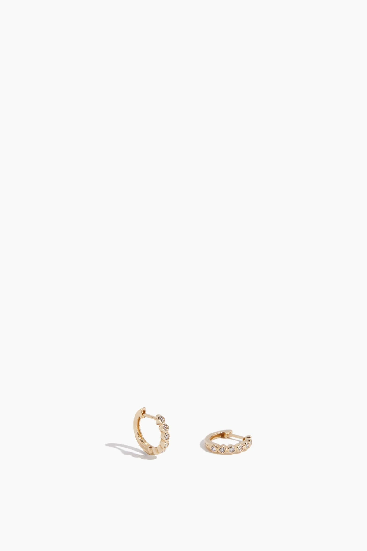 Diamond Bezel Huggies In 14k Yellow Gold