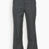 Vera Straight Leg Crop Pant In Grey Pinstripe