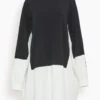 MM6 Maison Margiela Colorblock Turtleneck Dress In Black/White